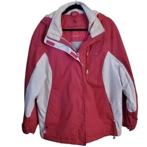 Free Country Pink White Detachable Hood Winter Ski Jacket Size L